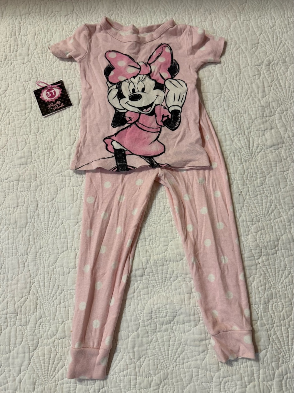 Disney Pink Minnie Mouse Pajama Set with Polka Dot Pants